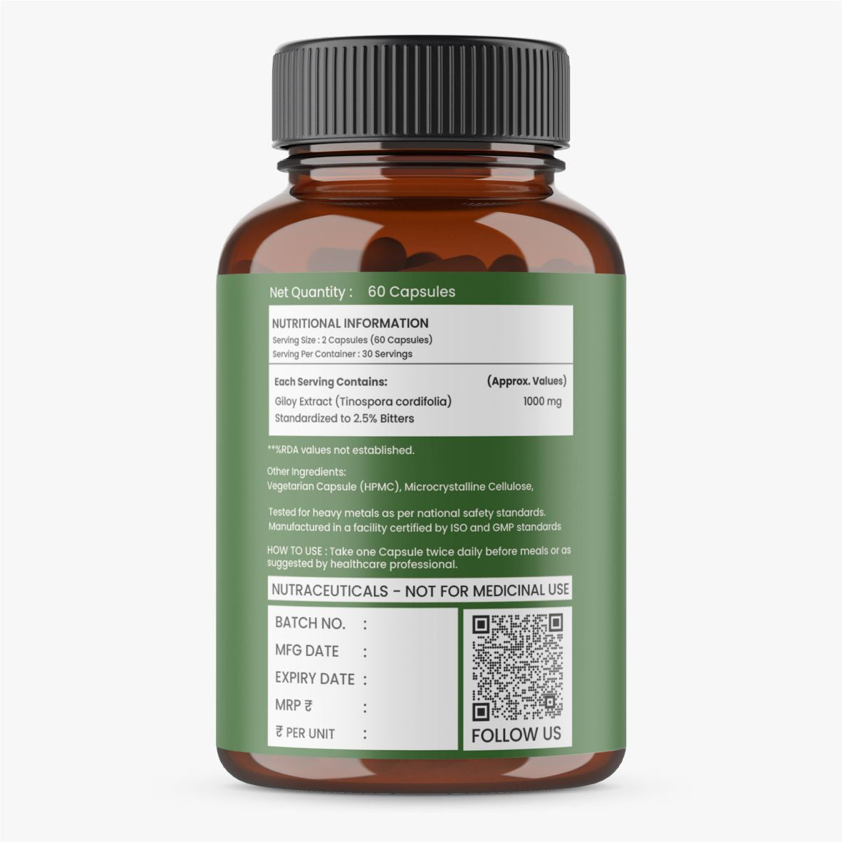 Nutridig Giloy Capsules – Immunity, Detox & Wellness | 60 Veg Capsules