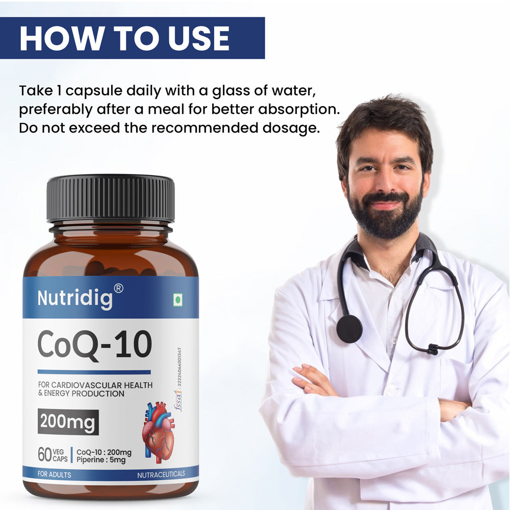 Premium COQ10 200mg + Piperine | High Strength | Heart Health & Energy Support | 60 Veg Capsules