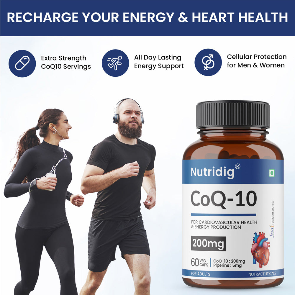 Premium COQ10 200mg + Piperine | High Strength | Heart Health & Energy Support | 60 Veg Capsules