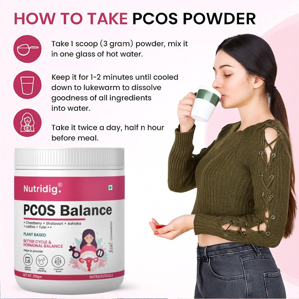 Nutridig® PCOS/PCOD Care Herbal Powder | Natural Ingredients - 250gm
