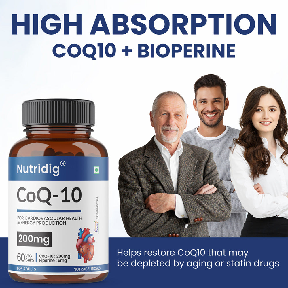 Premium COQ10 200mg + Piperine | High Strength | Heart Health & Energy Support | 60 Veg Capsules