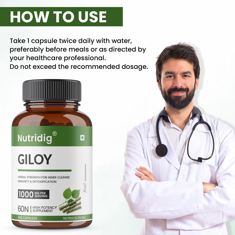 Nutridig Giloy Capsules – Immunity, Detox & Wellness | 60 Veg Capsules