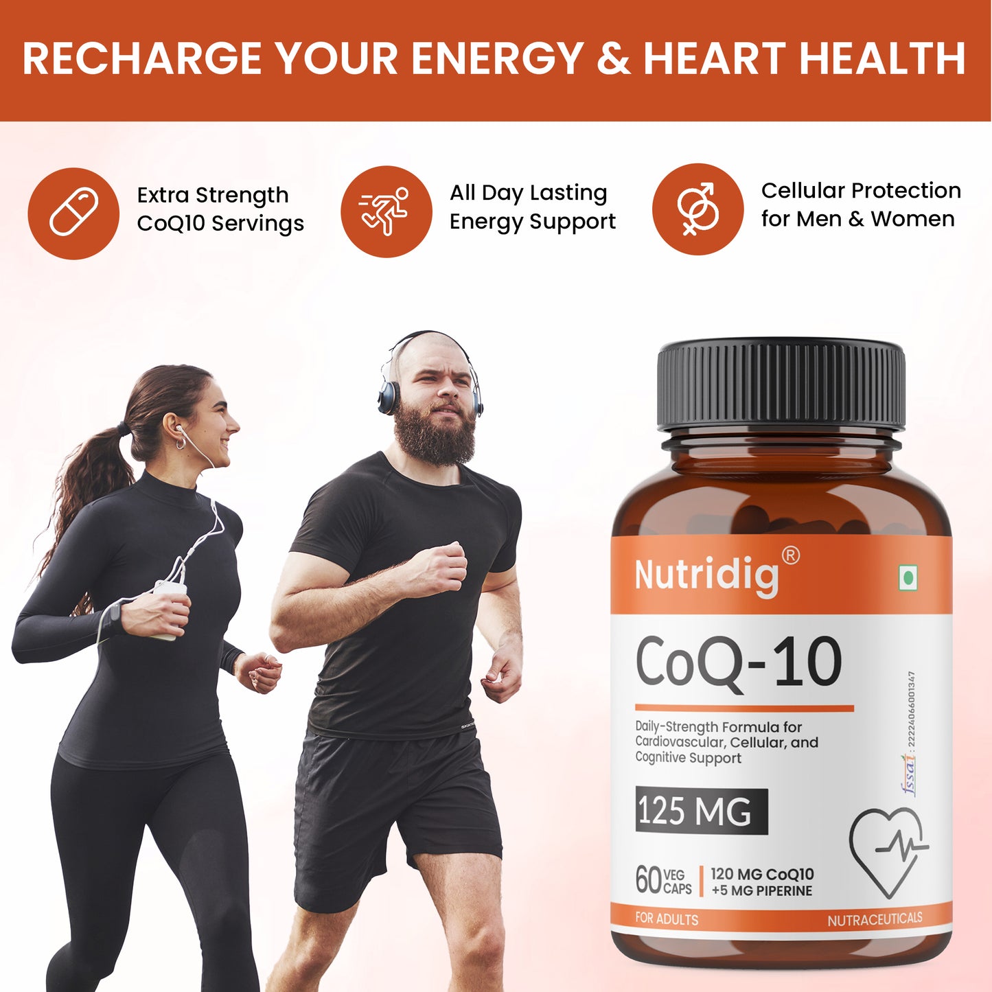 CoQ10 (Ubiquinol) 125mg + Piperine 5mg | High Absoption - 60 Capsules