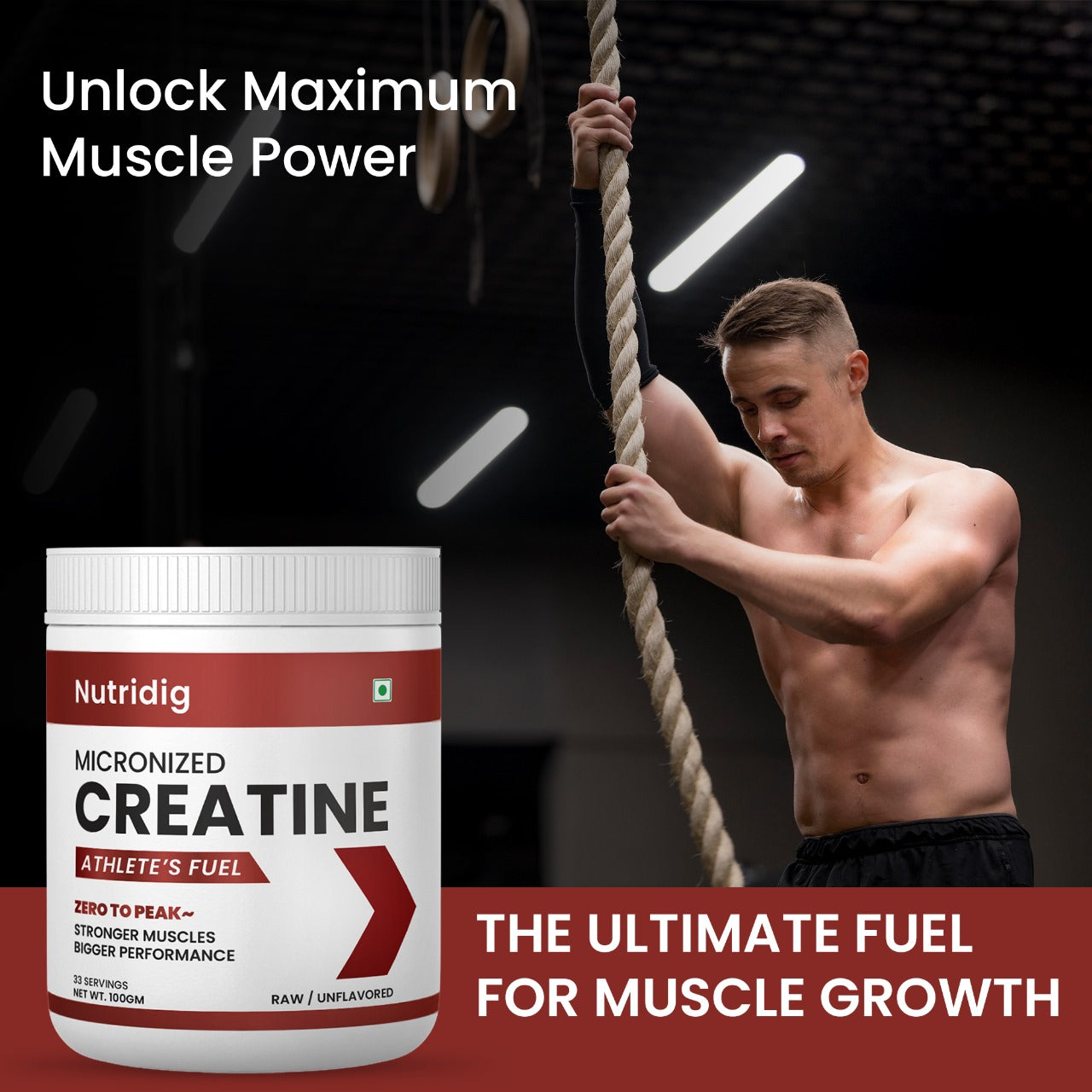 Creatine Monohydrate Micronized | Ultra Pure - No additives, 33 Servings, 100gm Pack
