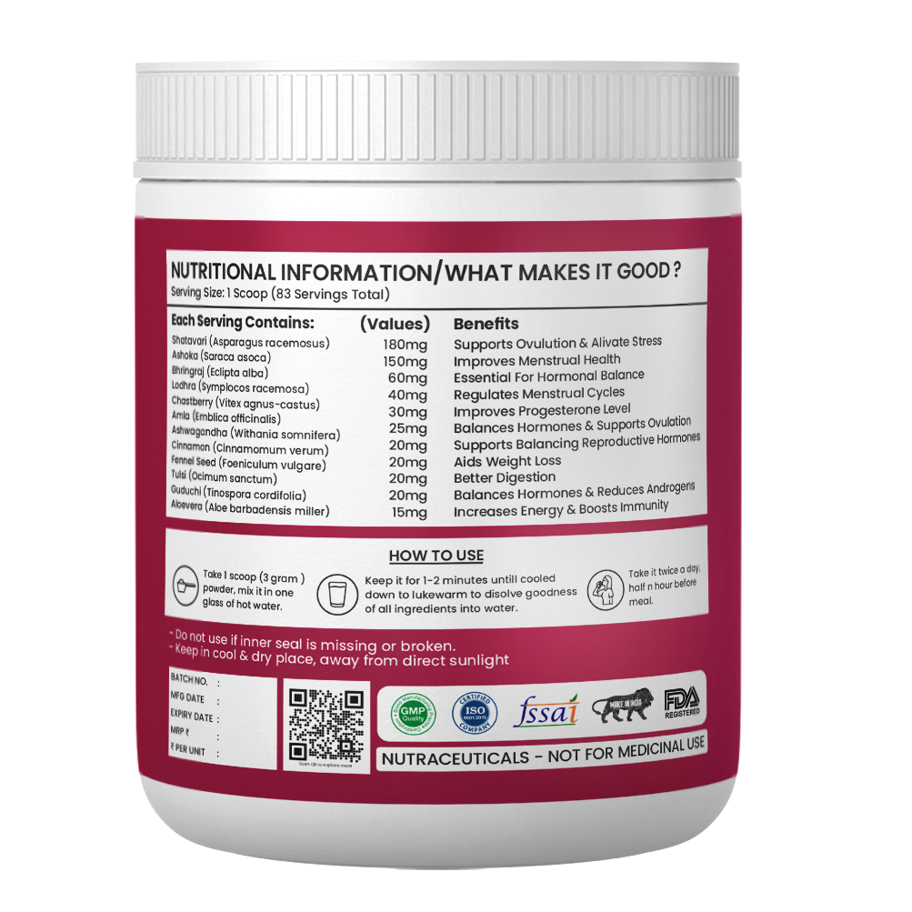 Nutridig® PCOS/PCOD Care Herbal Powder | Natural Ingredients - 250gm