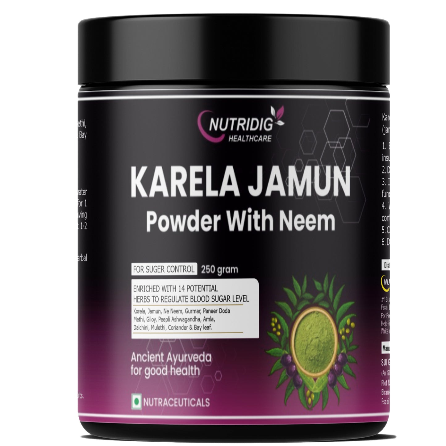 Karela Jamun Powder With Neem - Diabetes Management Herbal Powder