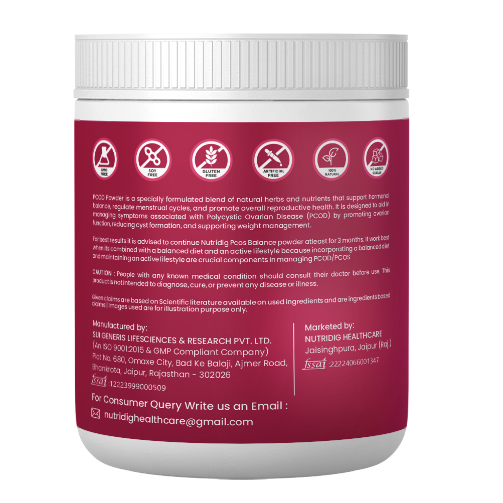Nutridig® PCOS/PCOD Care Herbal Powder | Natural Ingredients - 250gm