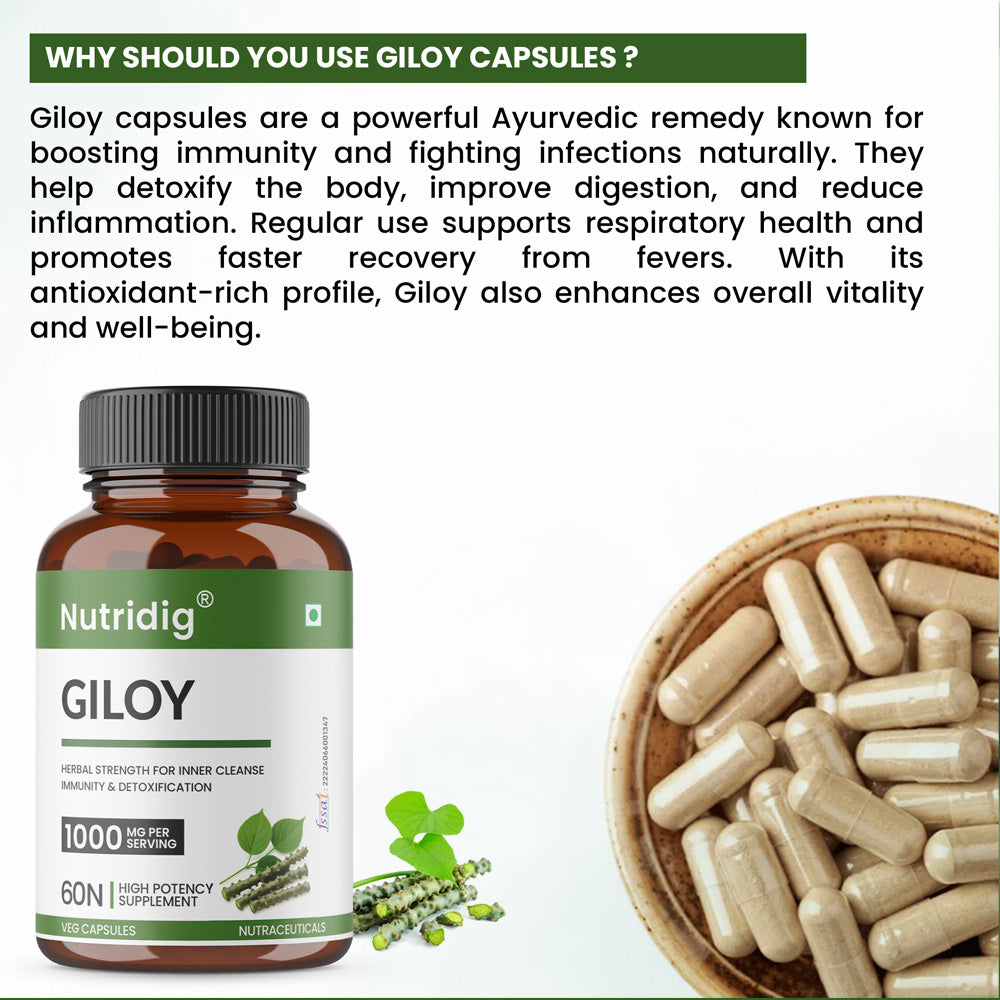 Nutridig Giloy Capsules – Immunity, Detox & Wellness | 60 Veg Capsules