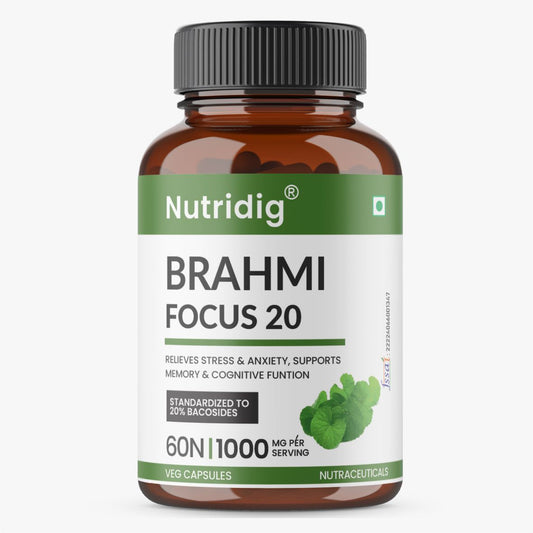 Brahmi Focus 20 – High Potency Supplement for Focus, Memory & Cognitive Support | 60 Capsules