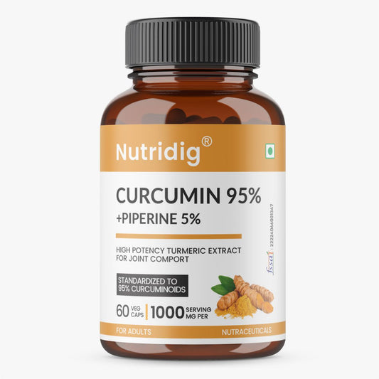 Turmeric Extract Capsules - High Potency | Curcumin 95% with Piperine – For Joint Health – 60 Veg Capsules