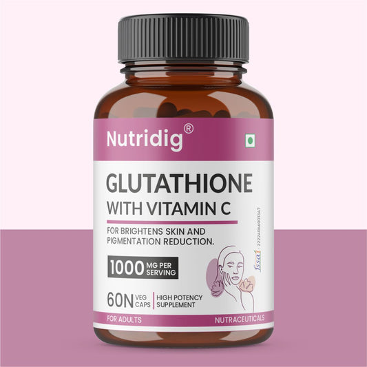 Nutridig® L-Glutathione Skin Brightening Capsules with Vitamin C, Zinc, Biotin | 60 Capsules