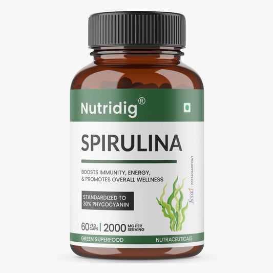 Nutridig Spirulina 2000mg Daily Serving | Heavy Metals Tested | High Potency