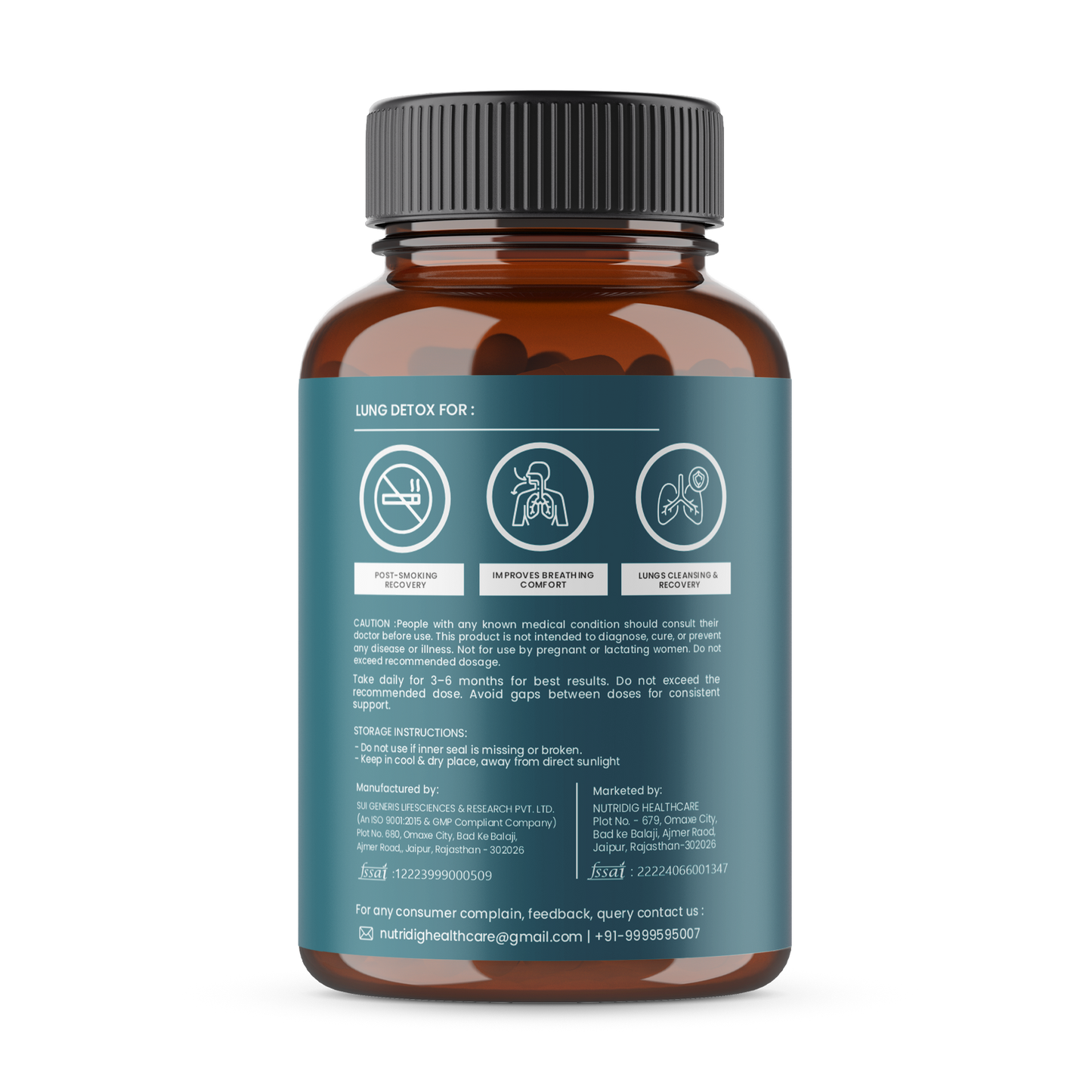 Nutridig® Lung Detox & Recovery | Potent & Safe Supplement - 60 Capsules
